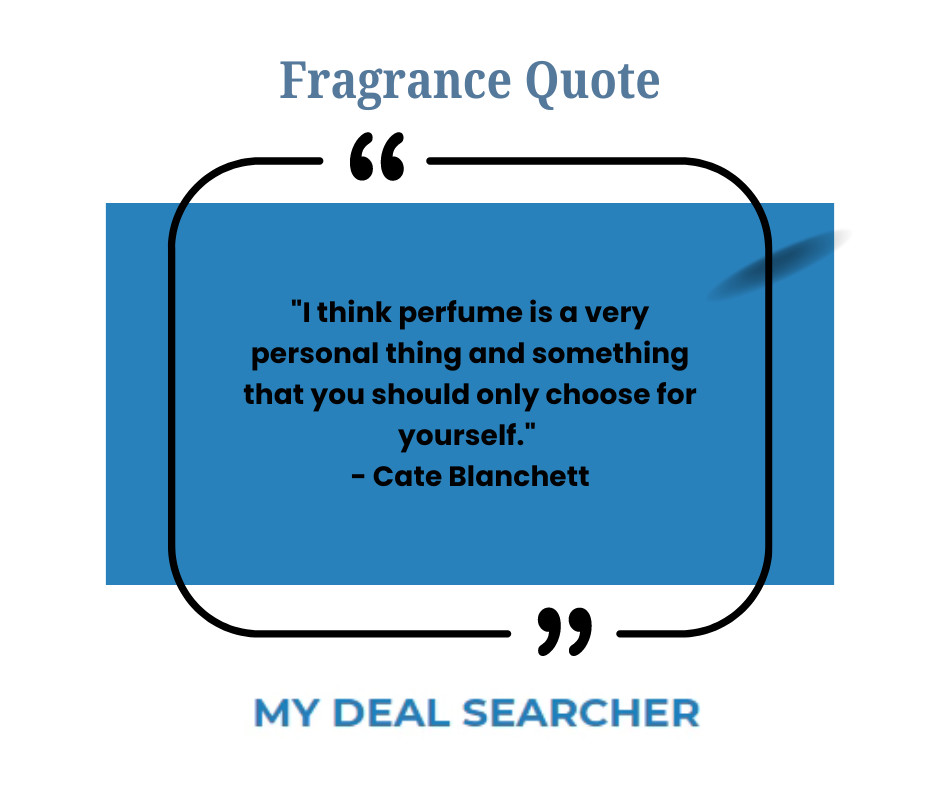 "I think perfume is a very personal thing and something that you should only choose for yourself." - Cate Blanchett