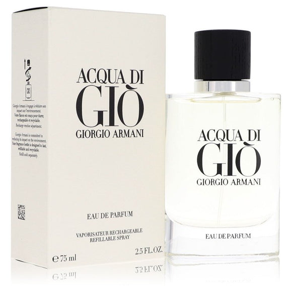 Acqua Di Gio Cologne By Giorgio Armani Eau De Parfum Refillable Spray for Men 2.5 oz