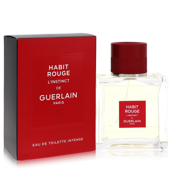 Habit Rouge L'instinct Cologne By Guerlain Eau De Toilette Intense Spray for Men 1.6 oz