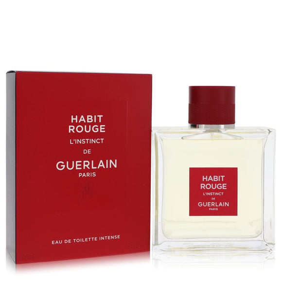 Habit Rouge L'instinct Cologne By Guerlain Eau De Toilette Intense Spray for Men 3.3 oz