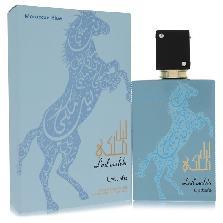 Lattafa Lail Maleki Morrocan Blue Eau De Parfum Spray (Unisex) By Lattafa for Men 3.4 oz