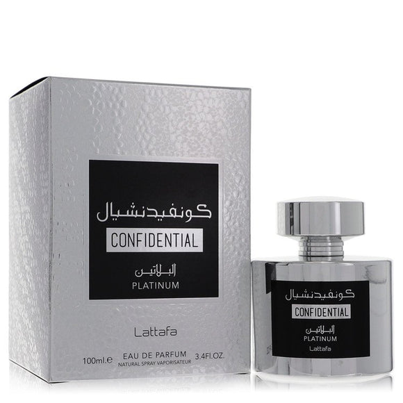 Lattafa Confidential Platinum Eau De Parfum Spray (Unisex) By Lattafa for Men 3.4 oz