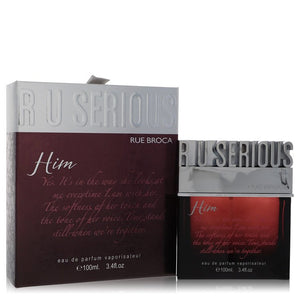 R U Serious Him Eau De Parfum Spray By Rue Broca for Men 3.4 oz