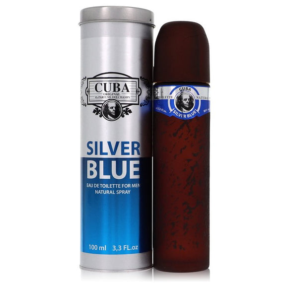 Cuba Silver Blue Eau De Toilette Spray By Fragluxe for Men 3.3 oz