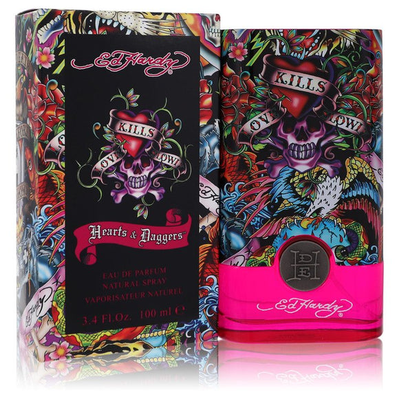 Ed Hardy Hearts & Daggers Eau De Parfum Spray By Christian Audigier for Women 3.4 oz