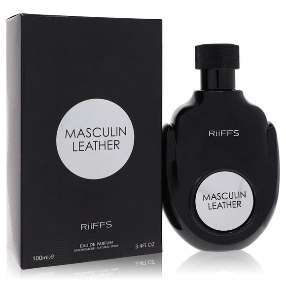 Masculin Leather Eau De Parfum Spray By Riiffs for Men 3.4 oz