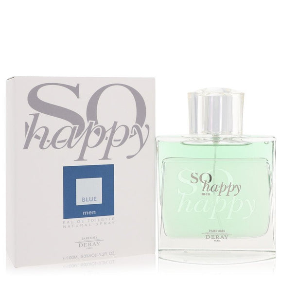 So Happy Blue Eau De Toilette Spray By Parfums Deray for Men 3.3 oz